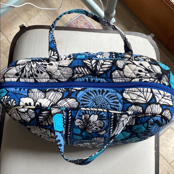 Vera Bradley Makeup Toiletries Travel Bag Blue Floral Hawaiian As Is - Picture 5 of 12
